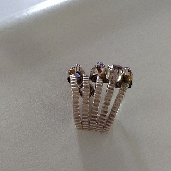 Sterling and amethyst ring sz. 5 - Picture 3 of 4